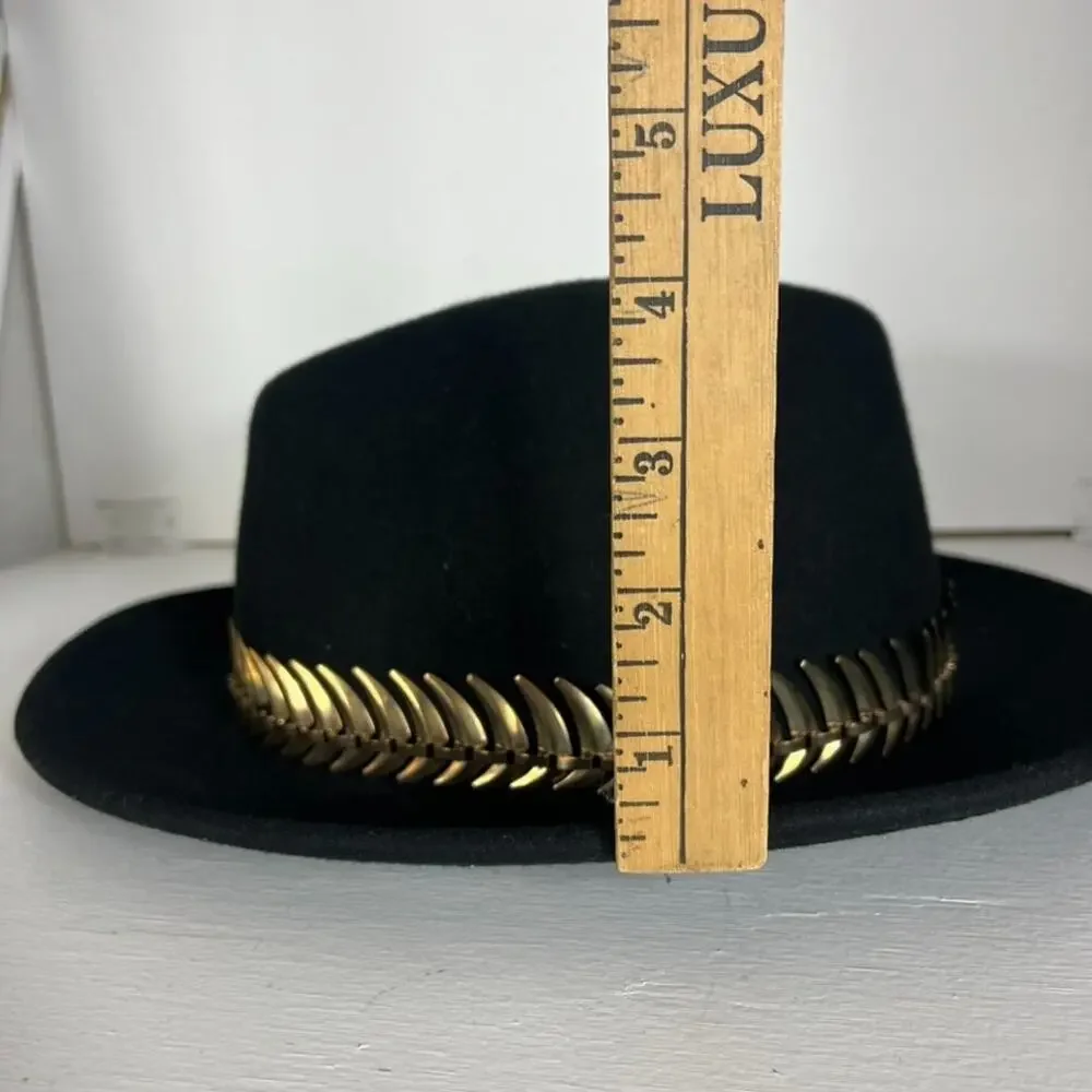 Amici Accessories Felted Wool Hat Womens Metallic Band One Size Black
